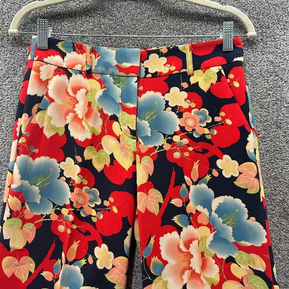 Ann Taylor Loft Cropped Trouser Pants Women 00P Floral Hi Rise Wide Leg Culottes - Picture 3 of 13